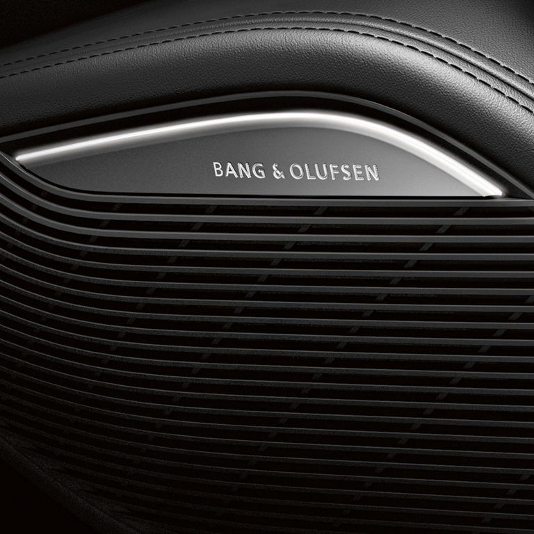 Close-up of the Bang & Olufsen speakers in the Audi R8 Coupé. 