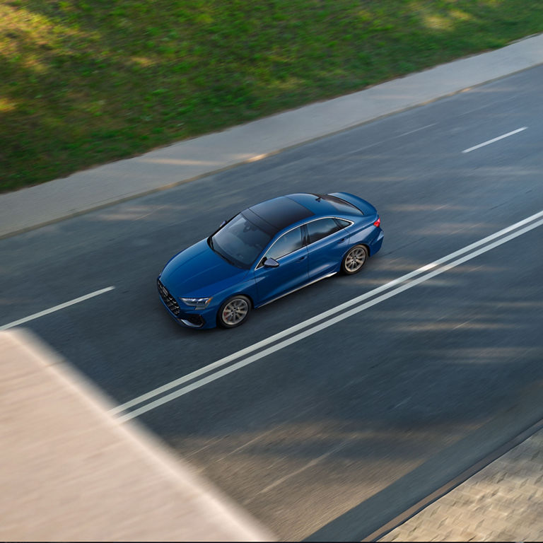 Arial view of the Audi S3 in motion.