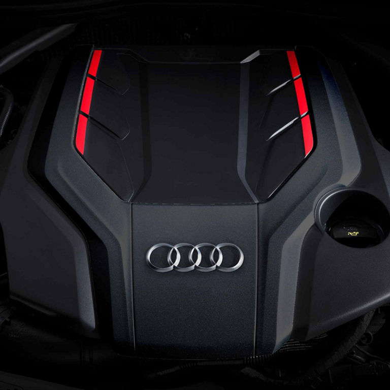 Gros plan du moteur de l’Audi S5 Cabriolet.