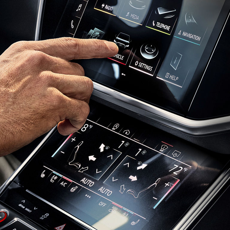 Close up on the Audi MMI screen.