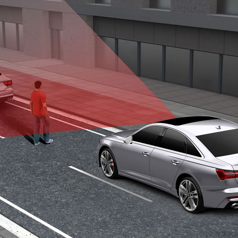 Demonstration of the Audi pre sense city feature on the Audi S6 Sedan.