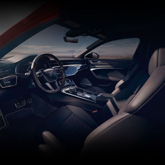 View of the passenger seat in the interior cabin of the Audi S6 Sedan.