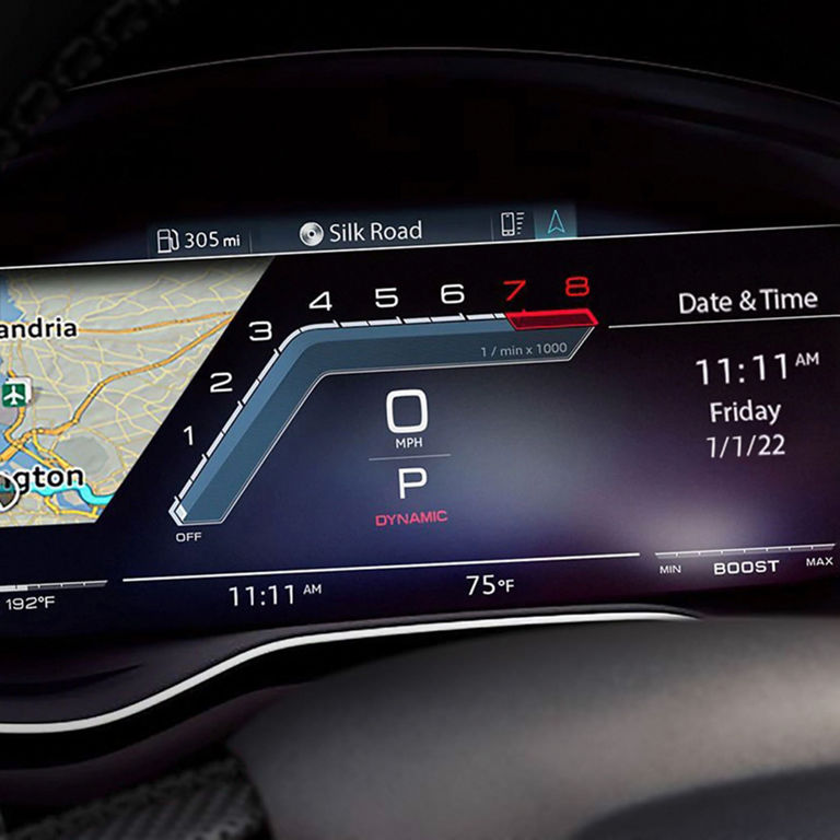 Gros plan du cockpit virtuel Audi de l’Audi S7.