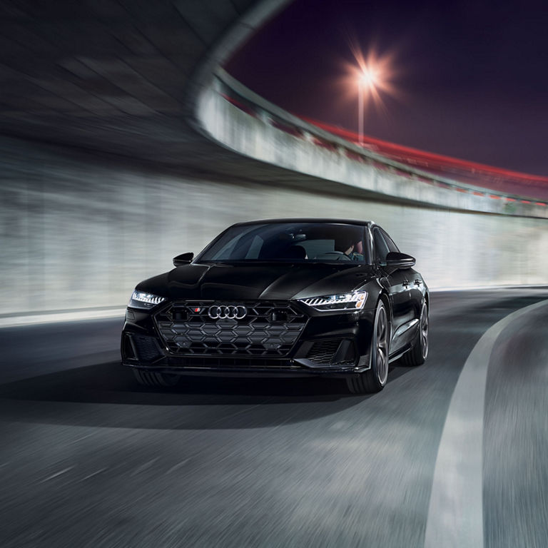 Front view of the Audi S7 Sportback accelerating.