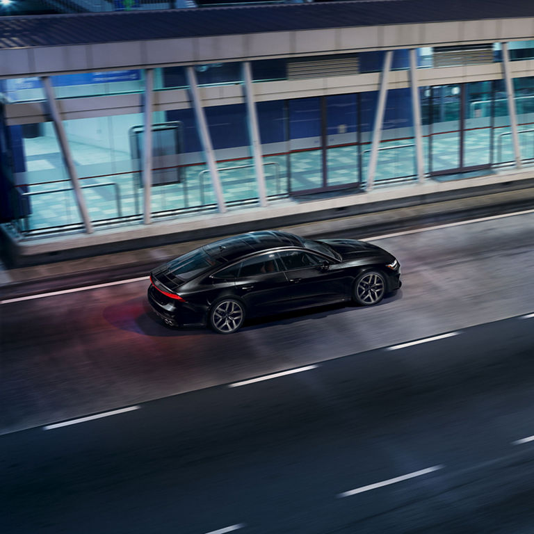 Arial view of the Audi S7 in motion. 