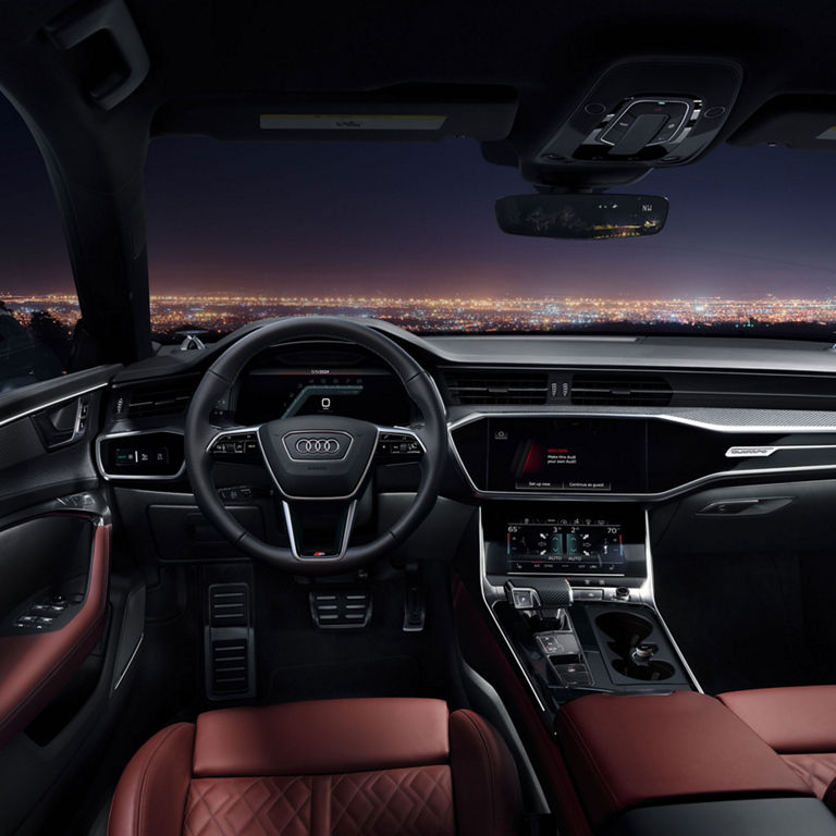 Interior view of the cockpit in the Audi S7.