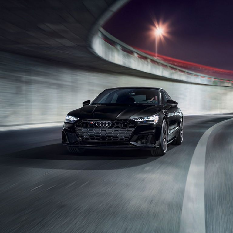 Front view of the Audi S7 Sportback accelerating.