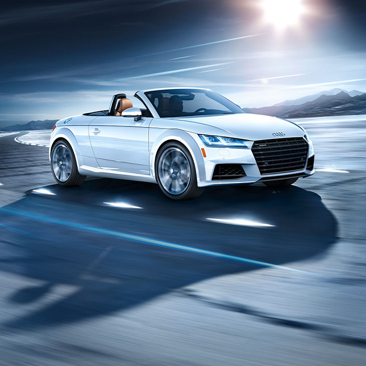 Three-quarter front view of the Audi TT Roadster.