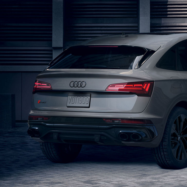Rear view of the Audi SQ5 Sportback, showing the OLED taillights.