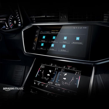 Audi MMI touch screen displaying the Amazon Music feature.