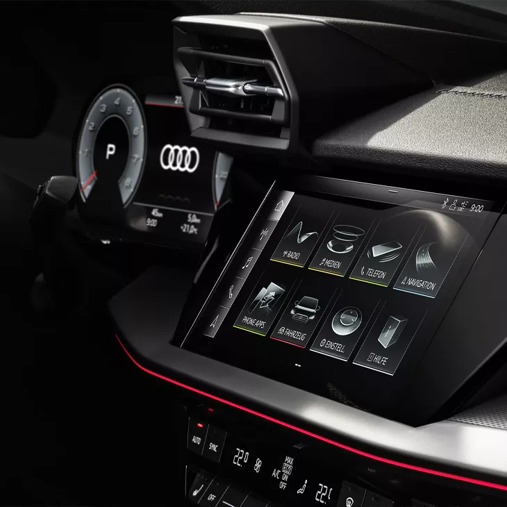 Close up on the Audi MMI Screen.