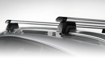 Close-up on the roof carrier unit on the Audi vehicle.