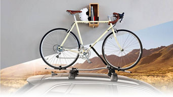 Side view of a bike mounted on a bike rack on an Audi vehicle.