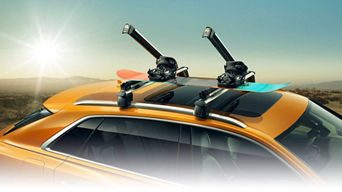 Close-up on the snowboard rack on an Audi vehicle.