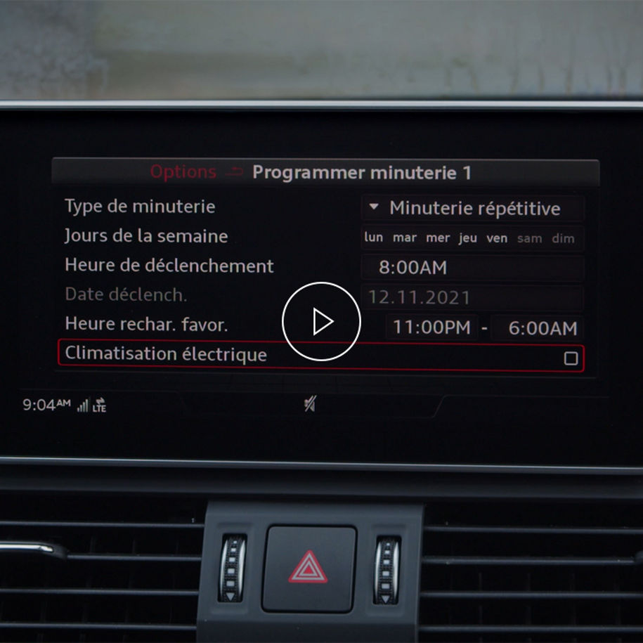 Photo de l'écran de la minuterie de charge Audi sur le MMI