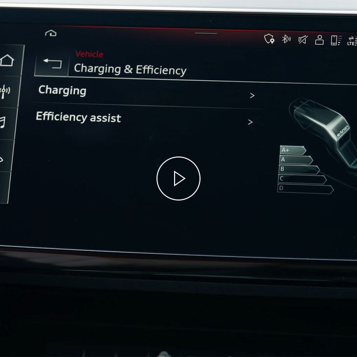 Close-up of the charging settings menu on the Audi MMI system.  