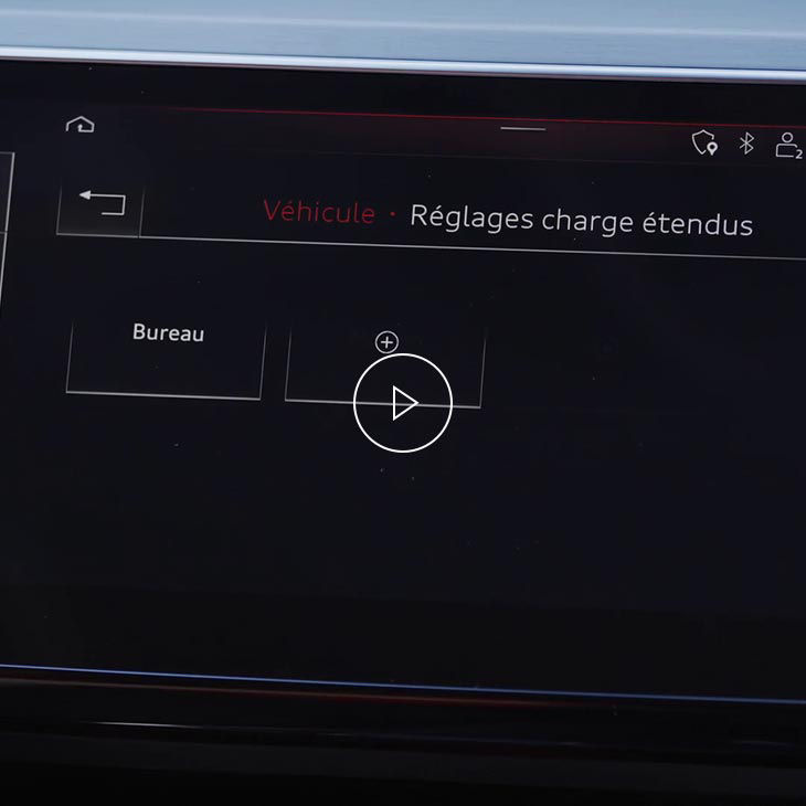  Gros plan de la fenêtre des réglages de recharge avancés dans l’interface multimédia Audi. 