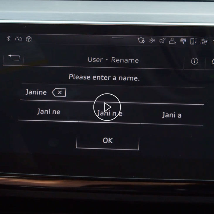  Close-up photo of the Profile selection screen on the Audi MMI touch display. 