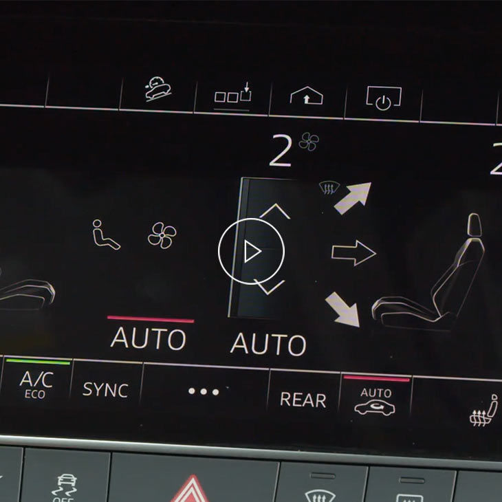  Gros plan de la fenêtre de commandes de climatisation dans l’interface multimédia Audi.