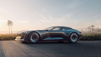 Side view of the Audi skysphere concept vehicle parked.