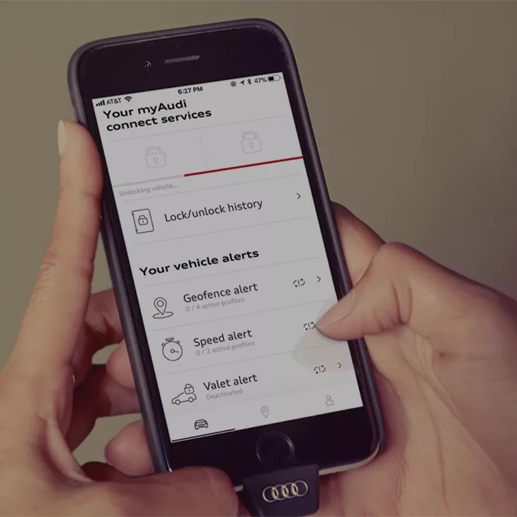 View of the remote vehicle access on the myAudi app.
