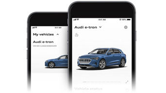 Close-up on a user's vehicle displayed on the myAudi app.