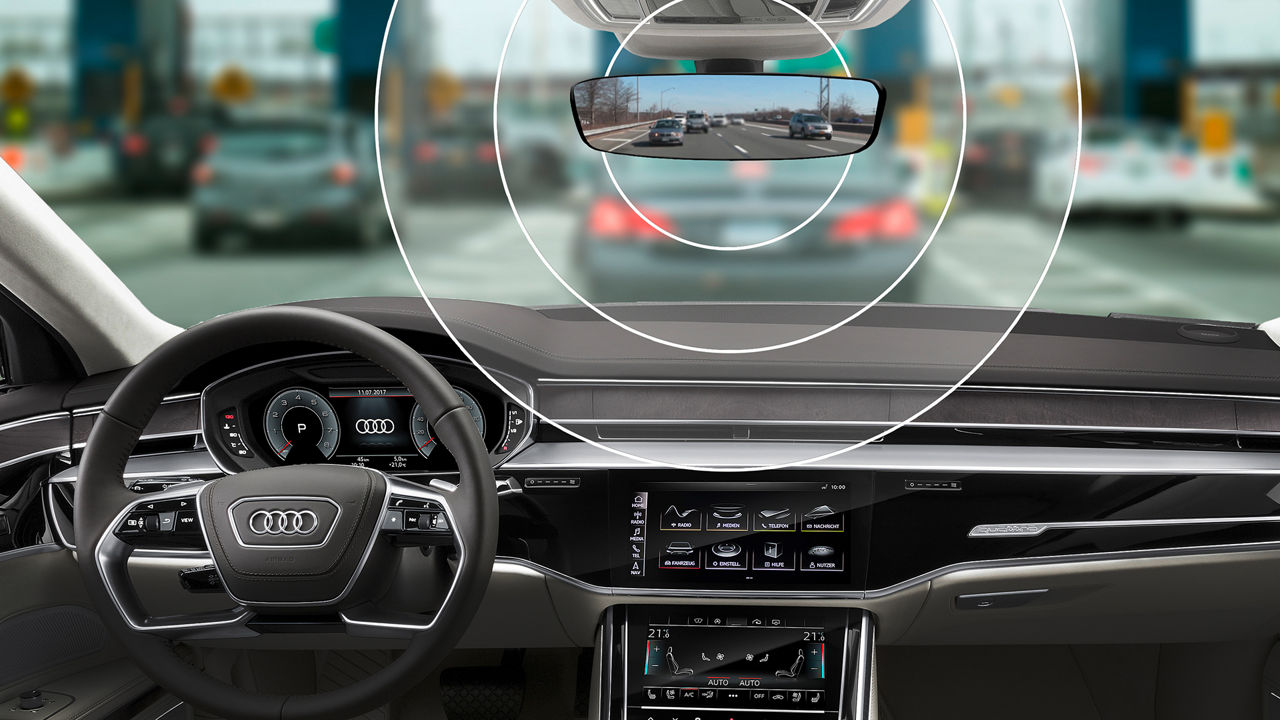 Close-up view of Audi virtual cockpit and MMI display