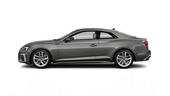 Side profile of a grey Audi A5 Coupe parked.
