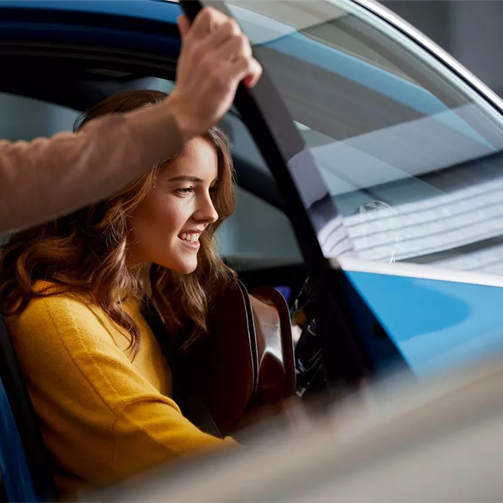 View of person exiting the driver's door.