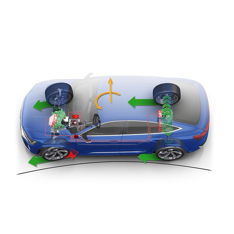 Illustration of the motors inside an Audi e-tron. 