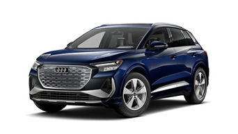 Three-quarter front view of the Audi Q4 e-tron.