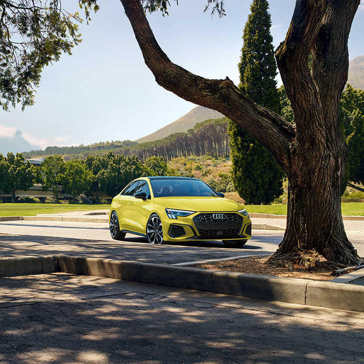 Three-quarter front view of the Audi S3.