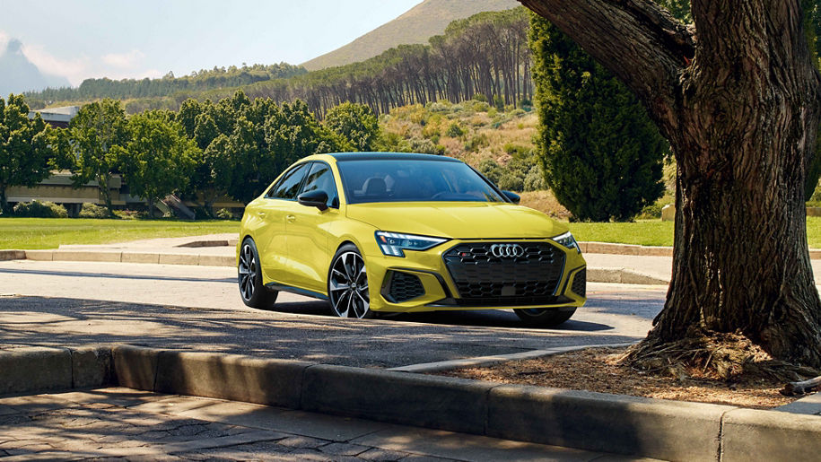 Three-quarter front view of the Audi S3.