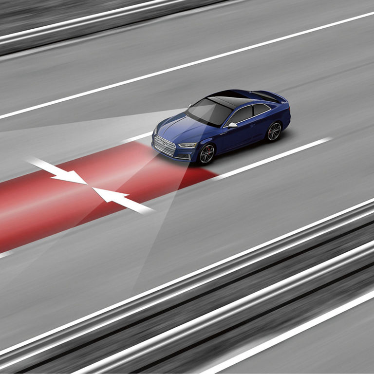 Demonstration of the Lane Departure Warning feature on the Audi A3.