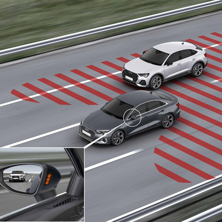 Side assist with rear cross traffic assist demonstration.