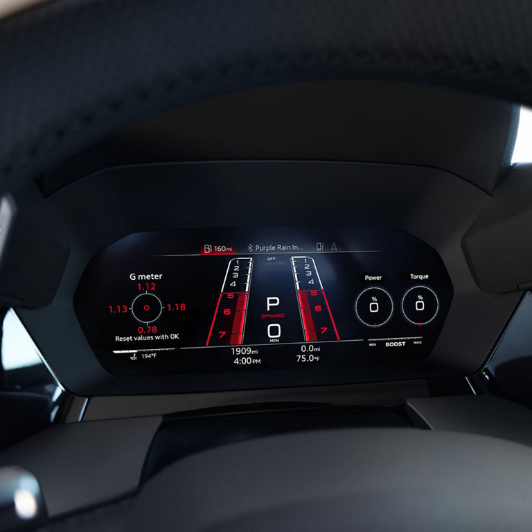 Close-up of the virtual cockpit in the Audi RS 3.