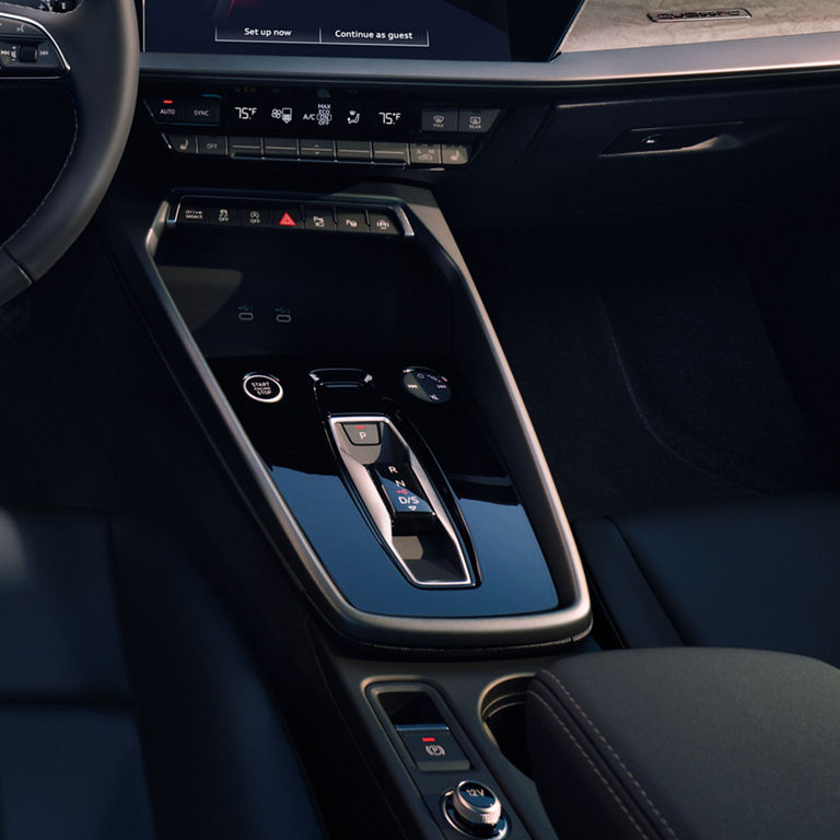 Close-up of the gearbox in the Audi A3. 