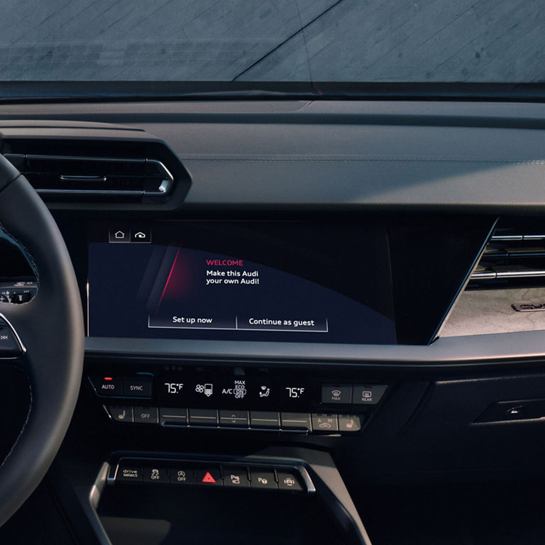 Close-up of the MMI touch display system in the Audi A3.