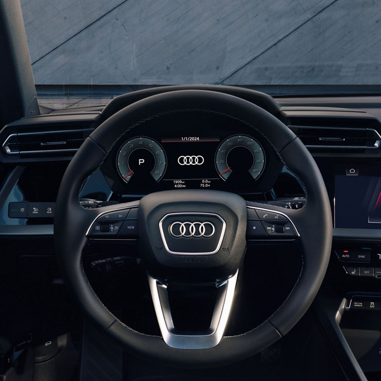 Close-up view of an Audi virtual cockpit screen.