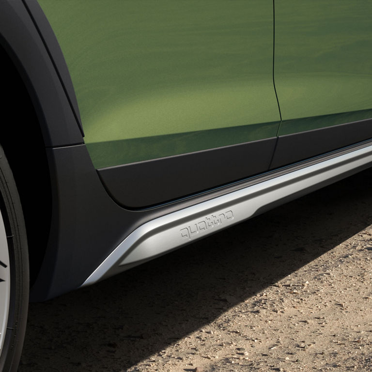 Close-up of the quattro logo on the Audi A4 allroad.