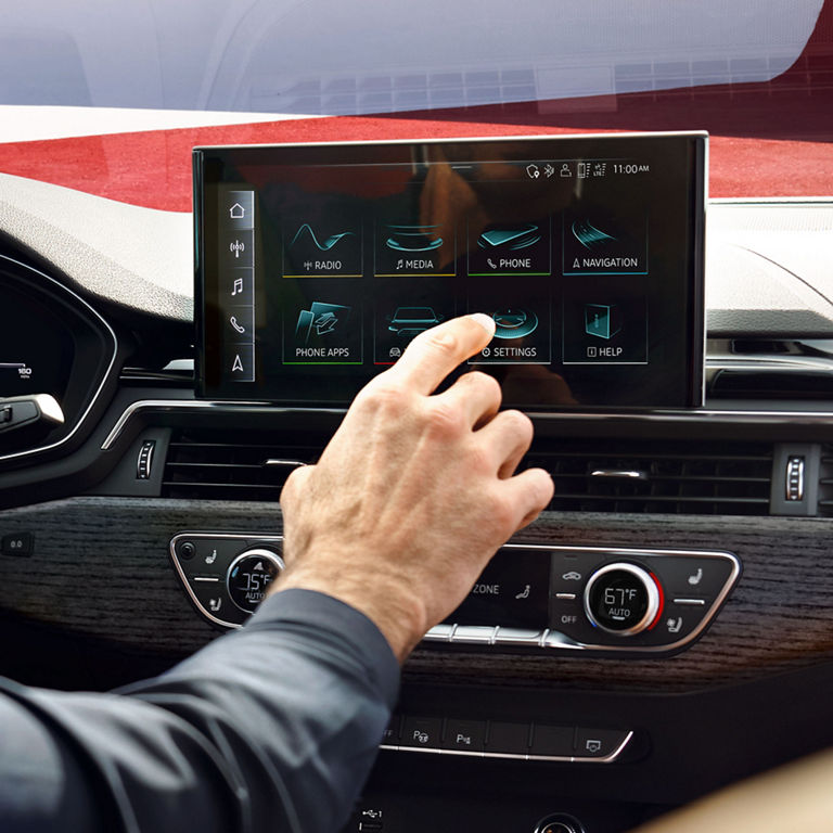 Close-up of the MMI® touch display in the Audi A4 allroad®.