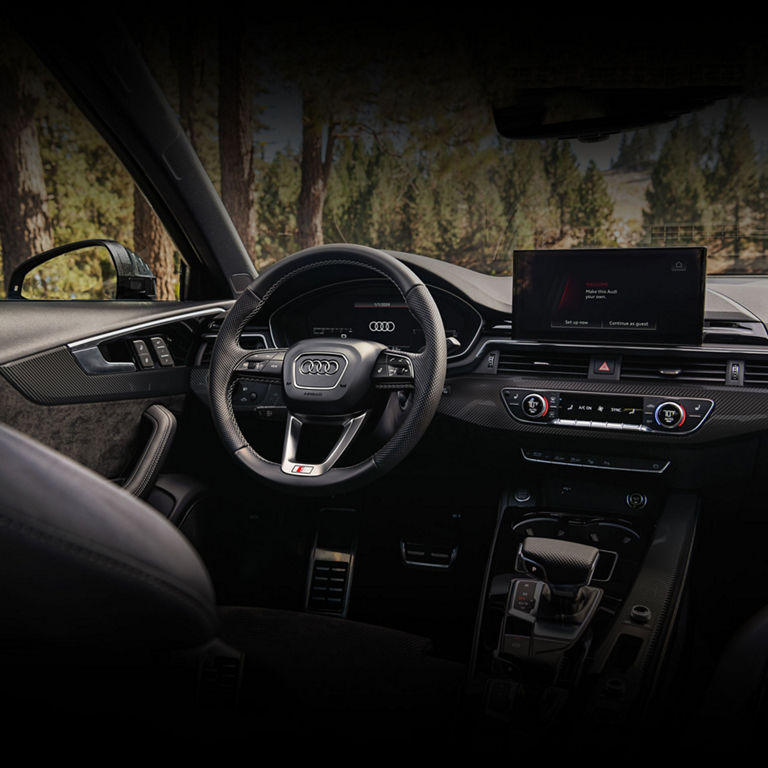 View of cockpit in Audi A4 Sedan