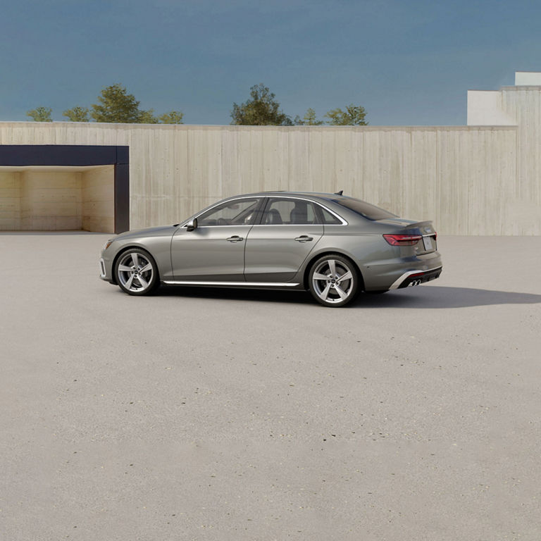Three-quarter rear view of the Audi S4.