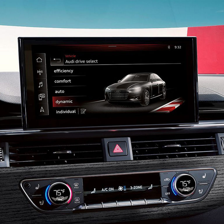 Close-up of the Audi drive select feature on the Audi A5 Sportback.