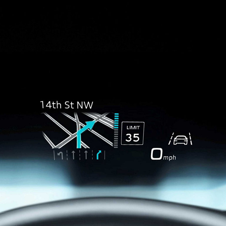 Demonstration of the head-up display feature in the Audi A5 Coupe.