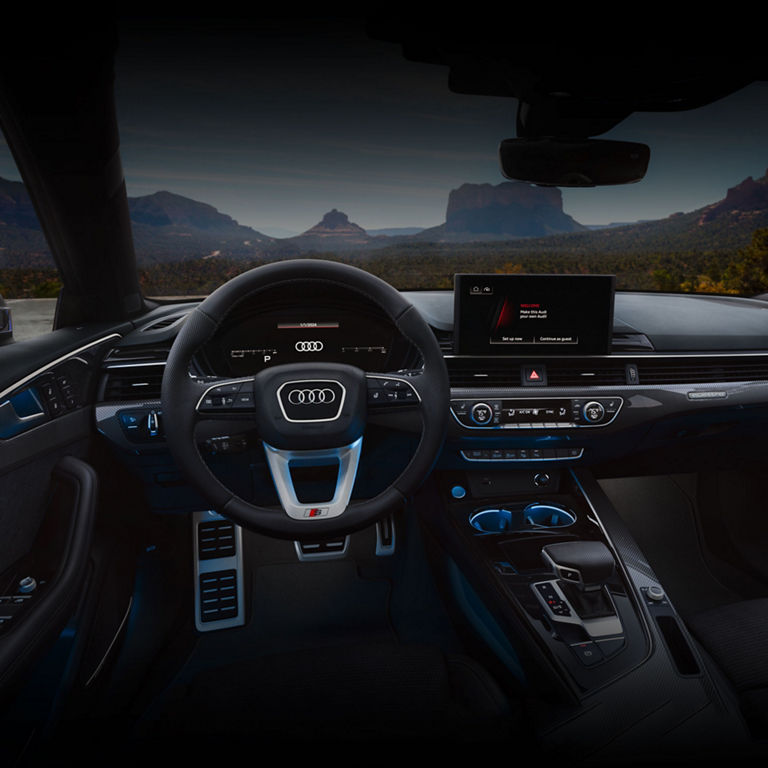 Interior view of the driver's cabin in the Audi A5 Sportback.