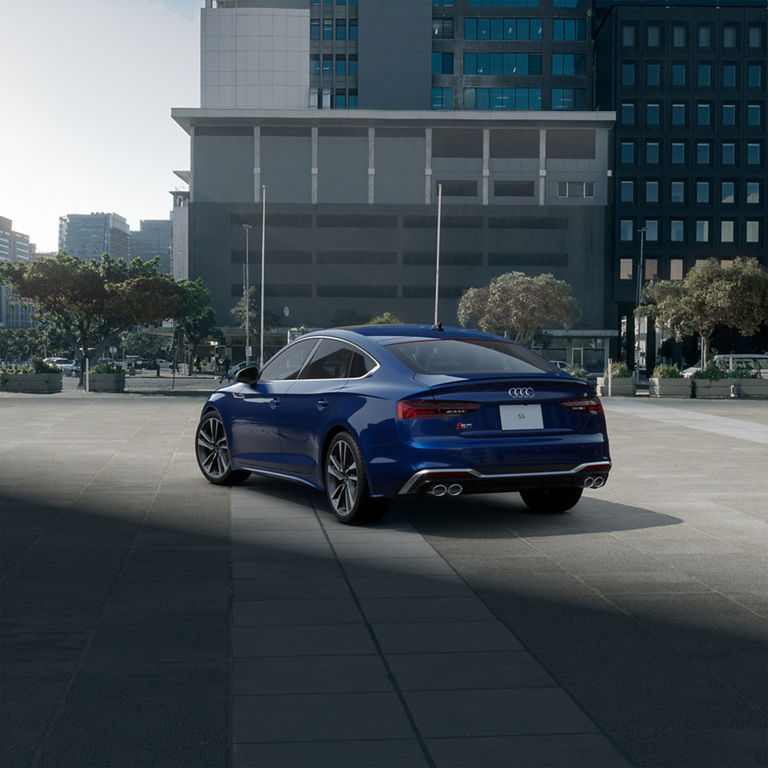 Three-quarter rear view of the Audi S5 Sportback.