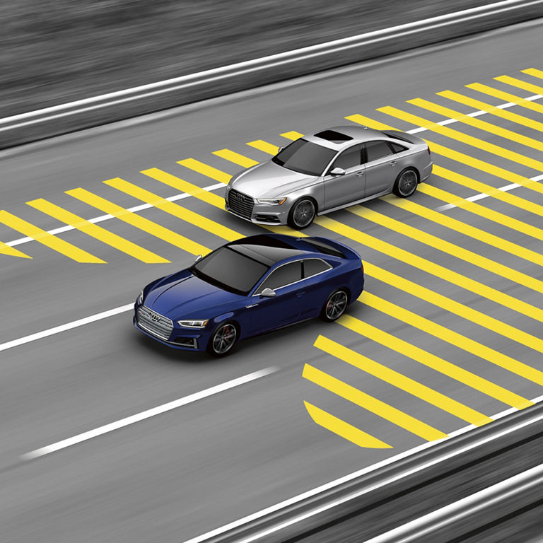 Demonstration of the Audi side assist with Audi pre sense® rear feature on the Audi S5 Sportback.