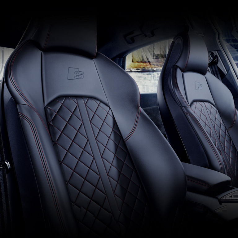 Gros plan des sièges sport S de l’Audi S5 Sportback.