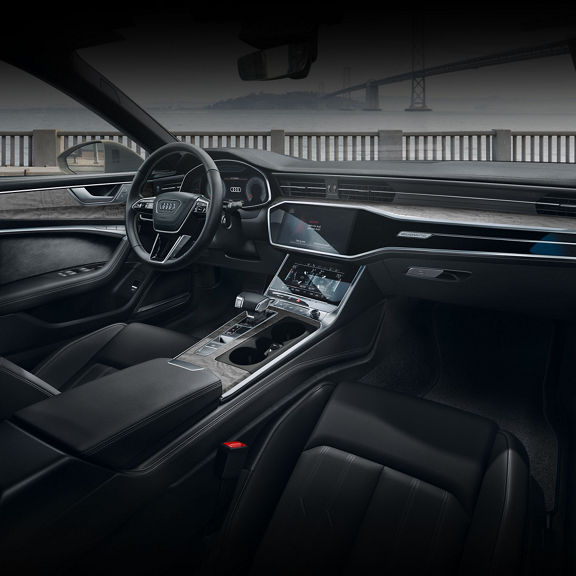 Interior of the Audi A6 Sedan.